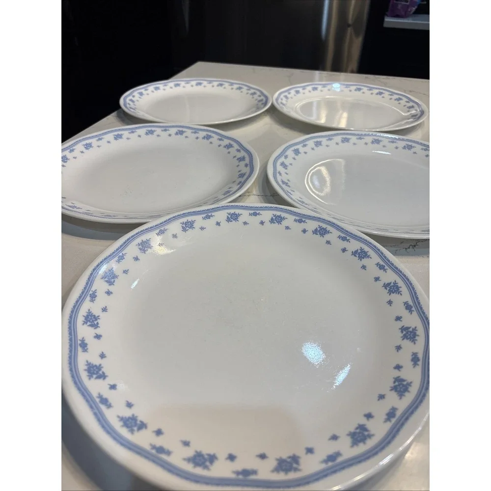 Set of 5 Corelle Morning Blue Floral 10.25
